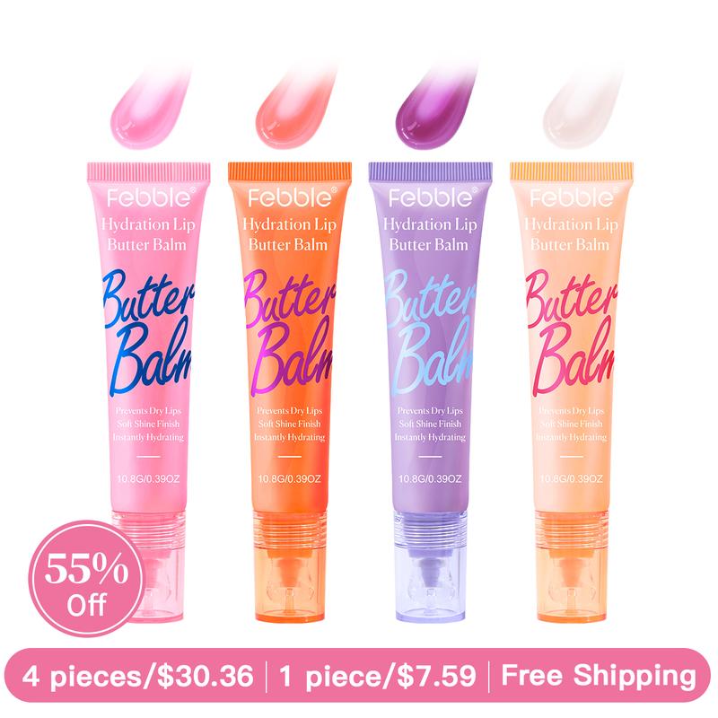 FEBBLE Squeeze Lip Butter Balm: Hydrate, Glossy, Lightweight, Moisturize & Tint with Shea Butter lip stain Moisturizing Oil