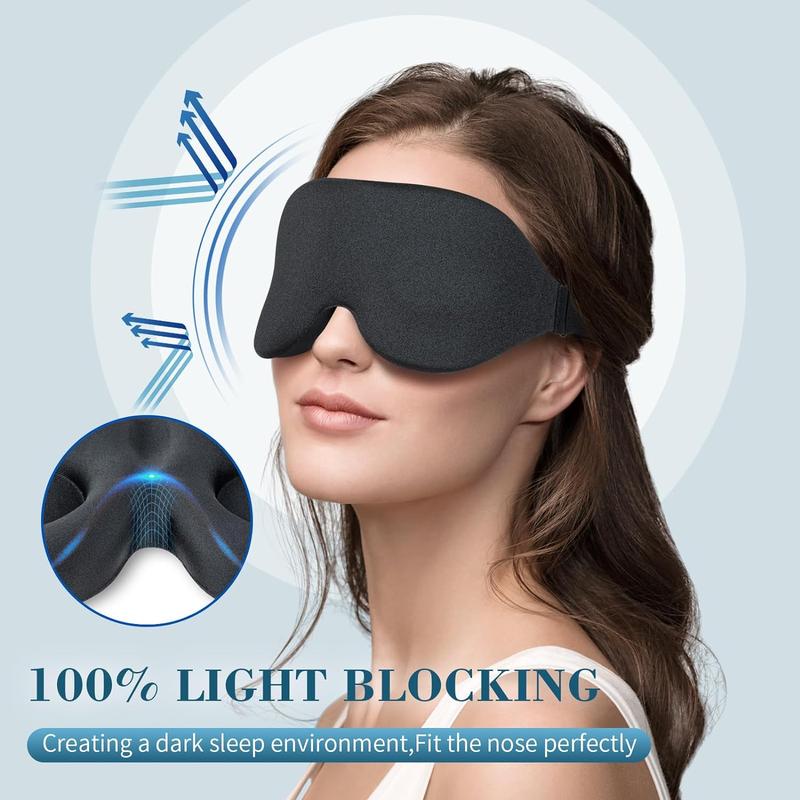 3D Sleep Mask for Side Sleeper, 100% Light Blocking Sleeping Eye Mask for Women Men, Black Comfort Foam