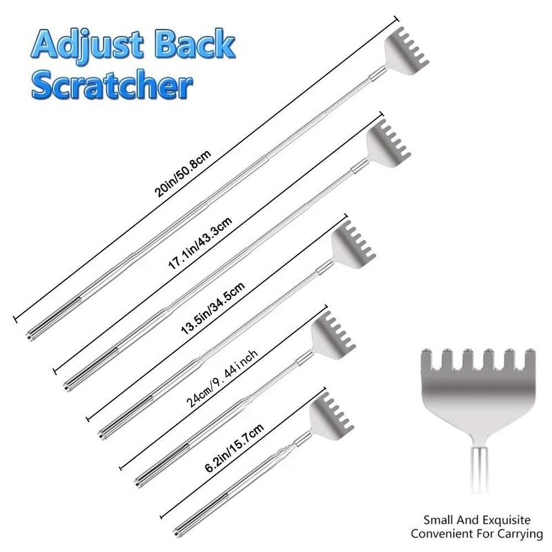 Practical Extendable Back Scratcher, 3 Counts set Stainless Steel Telescopic Anti Itch Claw Massager Extender, Christmas Gift