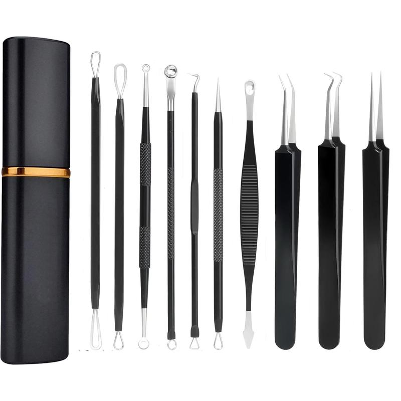 Professional Skincare Blackhead Remover Kit, 10pcs set Blackhead Extractor Kit for Women & Men, Pore Tweezer Removal Tools, Body Care Products