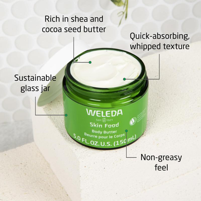 Weleda Skin Food Body Butter - Shea and Cocoa Butter, Sunflower Oil for Nourishing Comfort - Intensely Moisturizing Body Care