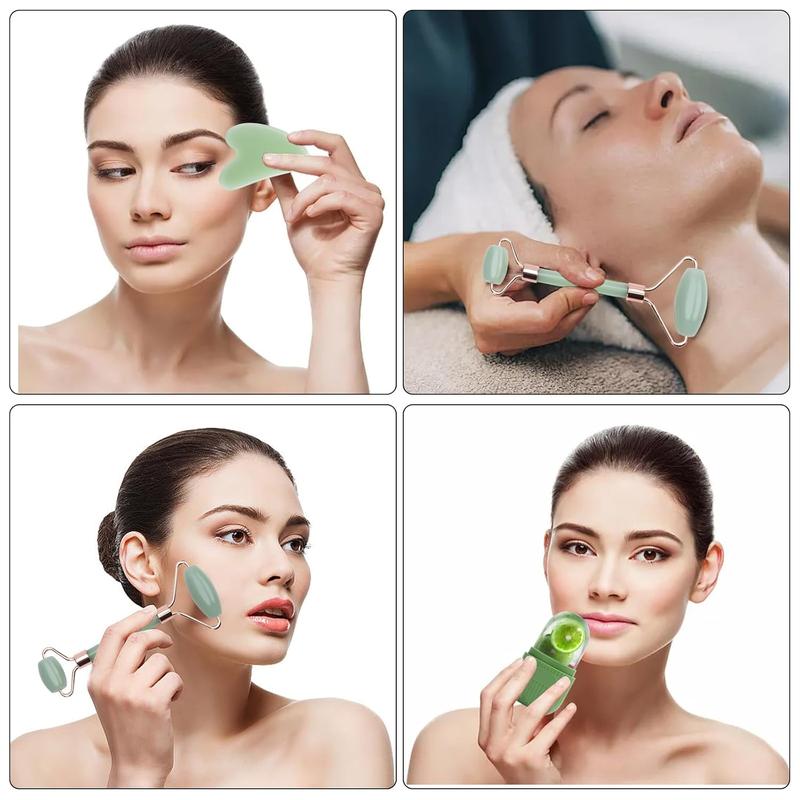 Ice Roller For Face ,Jade Roller  Gua Sha Facial Tool,Reusable Ice Stick Remove Dark Circle,Massager for Wrinkles  Eye Puffiness,Silicone Ice Mold for Face,Skin Care Gift Set for Women Men