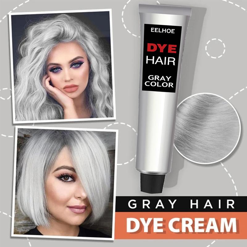 Hallowmas Silver Gray Natural Hair Dye Cream Permanent Sihver Color Cream, Silver Hair Dye, Fashion Dye for Al Hair Types black ha Haircare