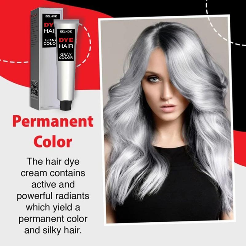 Hallowmas Silver Gray Natural Hair Dye Cream Permanent Sihver Color Cream, Silver Hair Dye, Fashion Dye for Al Hair Types black ha Haircare