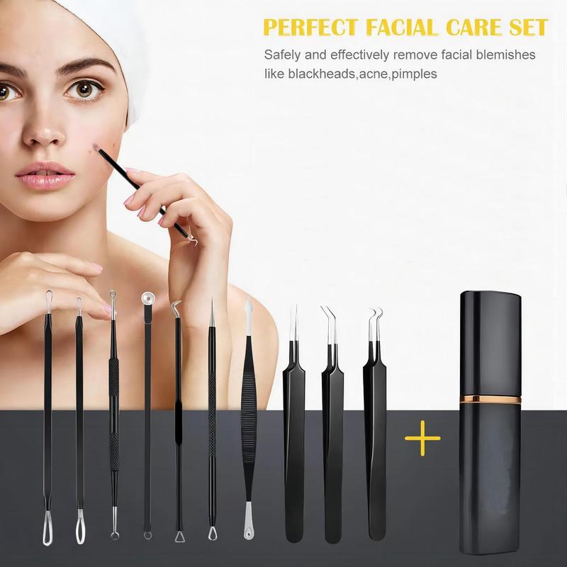 Professional Skincare Blackhead Remover Kit, 10pcs set Blackhead Extractor Kit for Women & Men, Pore Tweezer Removal Tools, Body Care Products