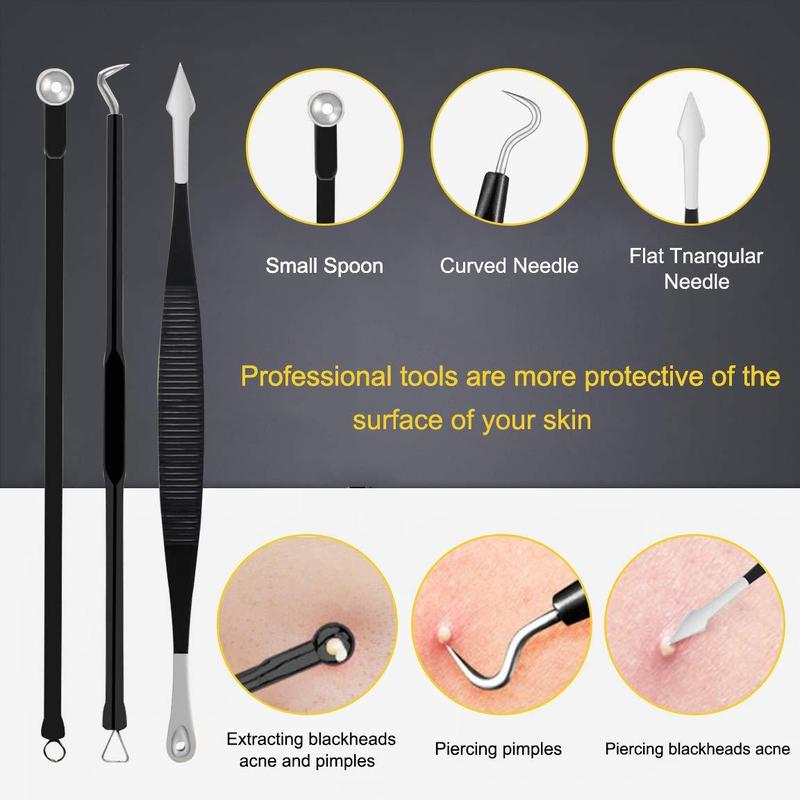 Professional Skincare Blackhead Remover Kit, 10pcs set Blackhead Extractor Kit for Women & Men, Pore Tweezer Removal Tools, Body Care Products