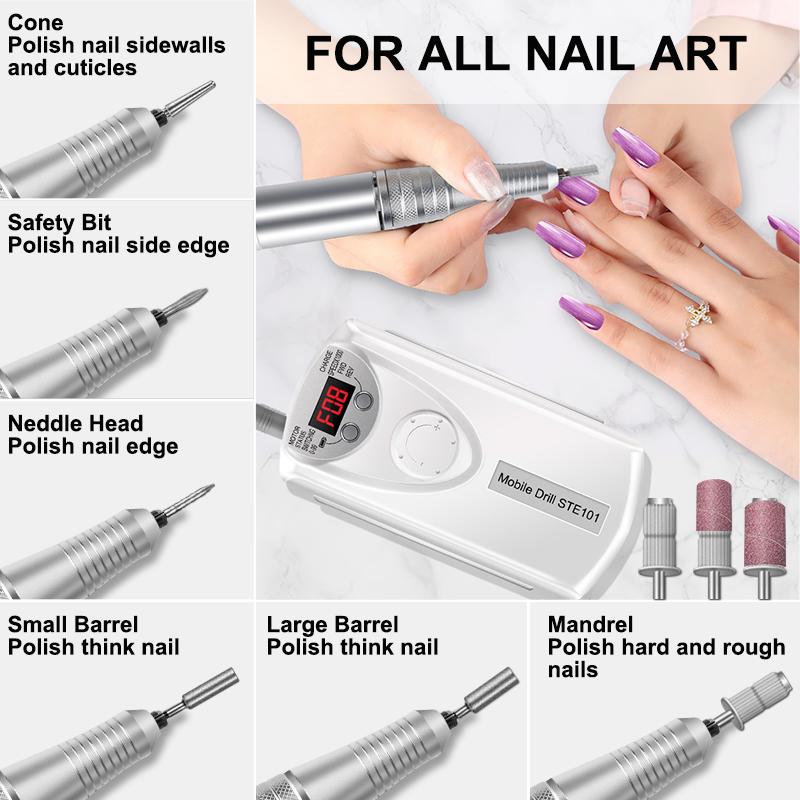 Pro Manicure Machine Electric Nail Drill Portable Nail Lathe Electric Manicure Cutter Set Nail Gel Polisher Salon Equipment