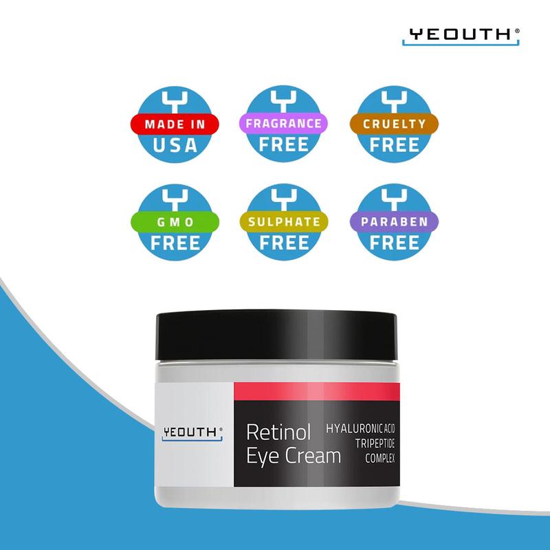 YEOUTH Retinol Eye Cream with Hyaluronic Acid and Tripeptide Complex, Daily Brightening Hydrating Under Eye Cream, Moisturizing Radiant Skincare eye cream