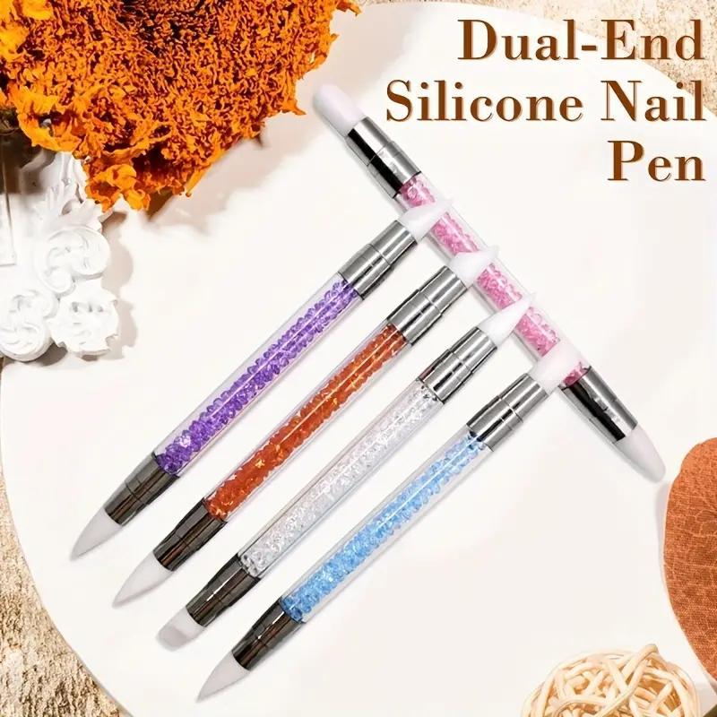 Dual Ended Silicone Nail Art Pen, 5 Counts set Nail Art Tool, Nail Art Decoration, DIY Nail Art Tool for Women & Girls