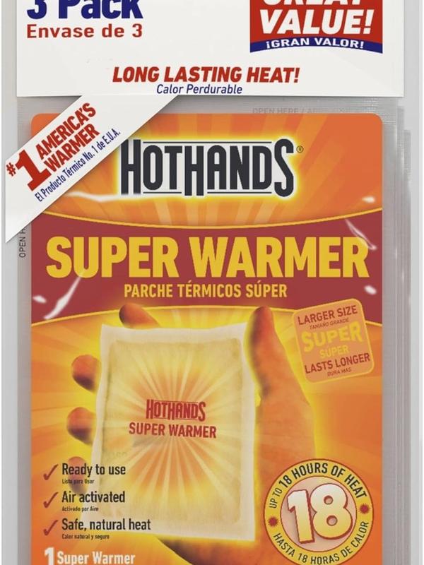 Hothands Body & Hand Super Warmers - Long Lasting Natural Odorless Air Activated Warmers - up to 18 Hours of Heat - 3 Individual Warmers Kobayashi