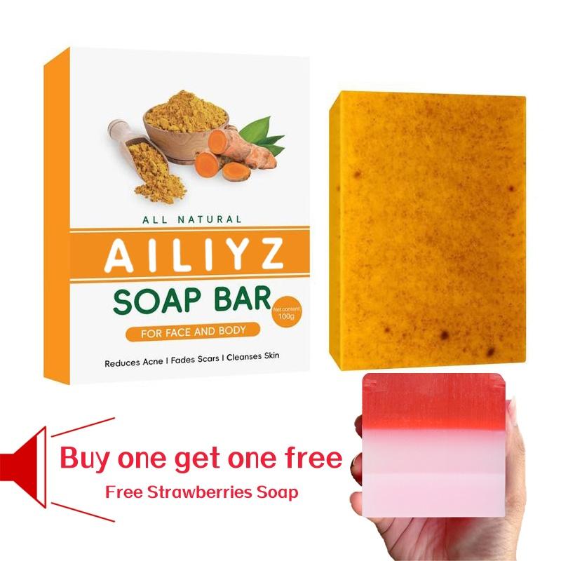 AILIYZ Turmeric Soap Bar for Face & Body-Tumeric Soap,Smooth Skin,Deep Cleansing, Natural Handmade Soap Sensitive Skin Formula, Vegan Soap(Complimentary handmade soap)