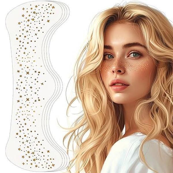 Glitter Freckles Face Tattoo, Glitter Freckles, Sparkle Makeup Patches-Face Glitter Speckles Patches，Suitable for professional makeup, dancer costume parties | ladies and girls，Christmas Gift