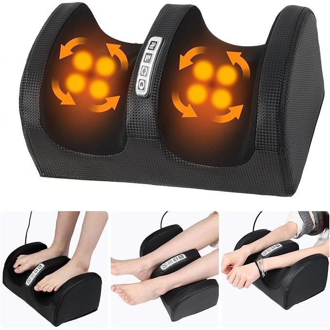 Foot and Calf Massager with Heat, Shiatsu Electric Kneading Foot Massager Machine for Plantar Fasciitis, Pain Relief, Promotes Blood Circulation