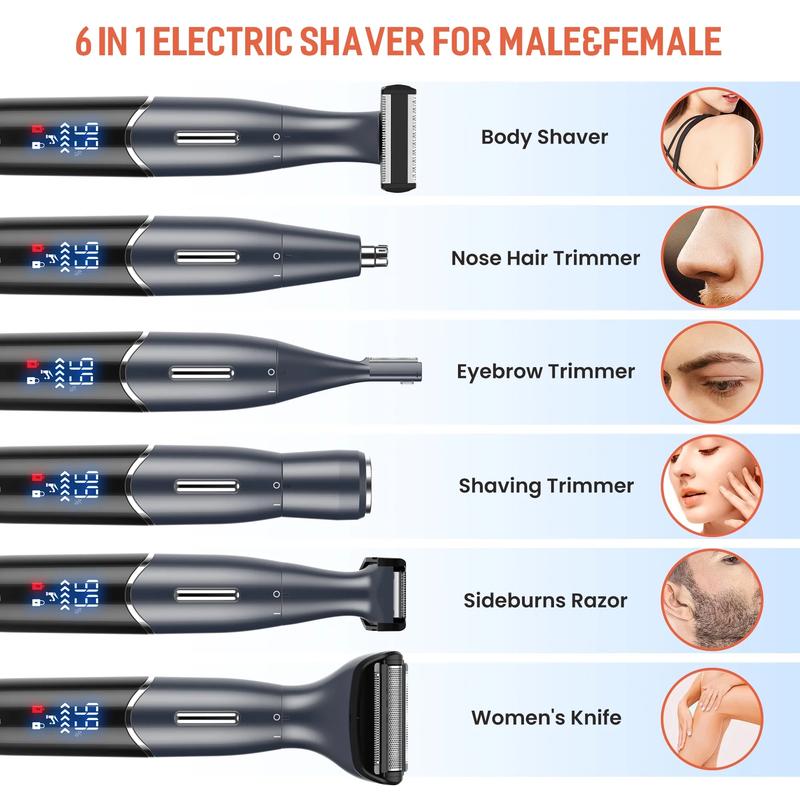 Mbzxhfew Electric Shaver, 6-In-1 Function With Multiple Blade Tips, Women's Bikini Trimmer, Suitable For Facial, Eyebrow, Nose, Arm, Leg Hair Removal Kit, Dry And Wet Dual-Purpose Painless Shaver Set Multi -function shaving knife