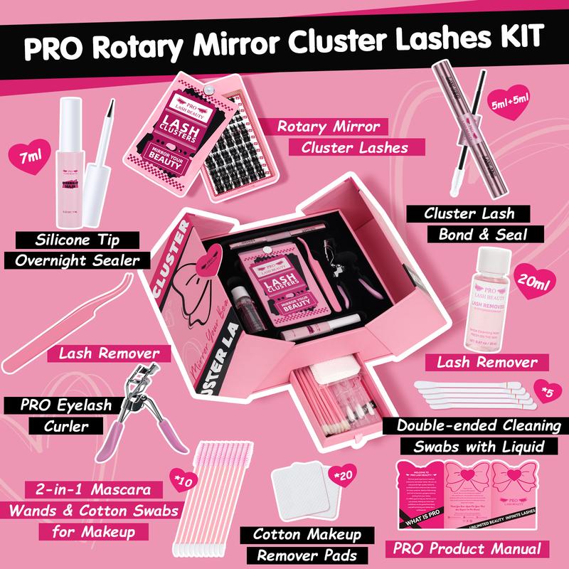 Gift Worthwhile Lash Kit with Rotary Case Lash Clusters Lash Bond and Seal Eyelash Remover Curler