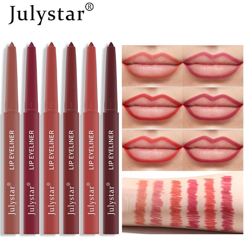 Long Lasting Lip Liner Set, 6 Counts set Waterproof Lip Liner Pencil, Easy Coloring Lip Liner Pen, Suitable for All Skins, Perfect Gift for Women and Girls