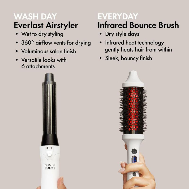 BondiBoost Infrared Thermal Bounce Brush - Negative Ions heat style without the damage