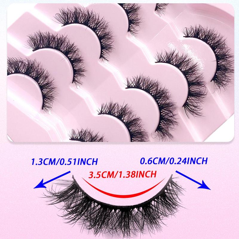 DD Fluffy False Eyelashes, 5 Pairs Wispy Natural Curling Eye Makeup Strip Lashes, Full Volumized False Eyelashes, Christmas Gift