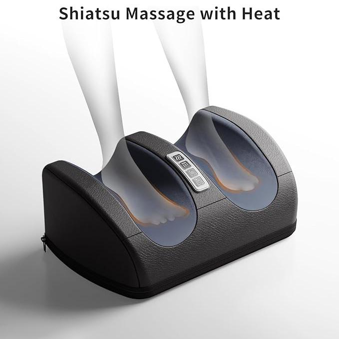 Foot and Calf Massager with Heat, Shiatsu Electric Kneading Foot Massager Machine for Plantar Fasciitis, Pain Relief, Promotes Blood Circulation