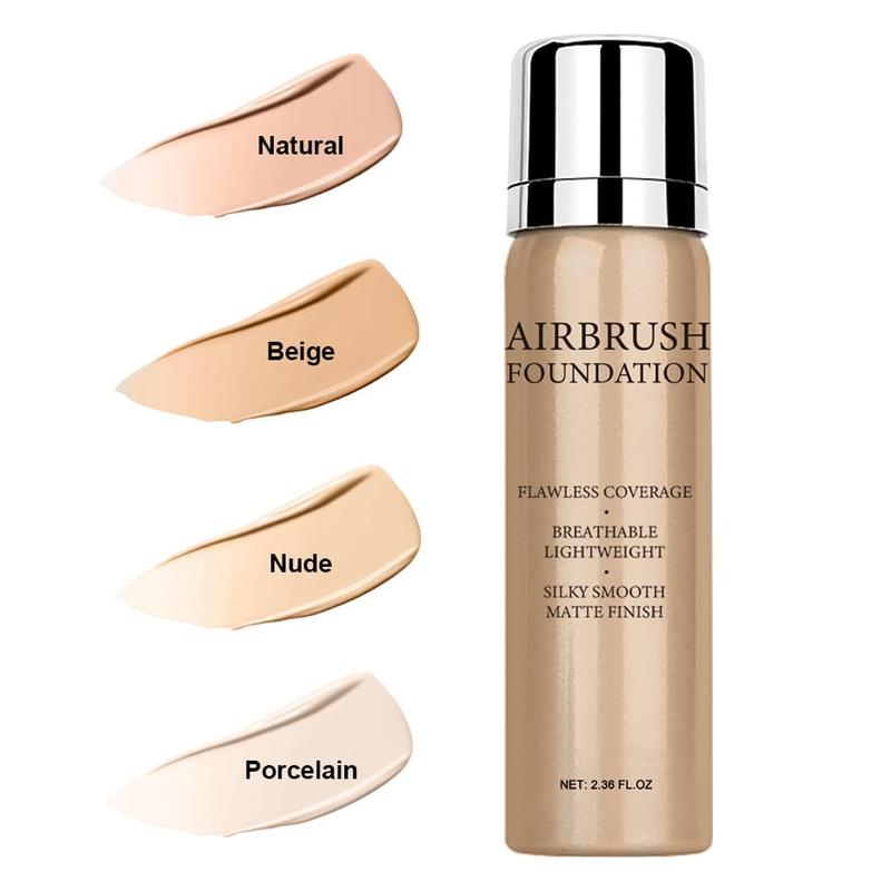 Airbrush Foundation Makeup Spray, Long Lasting Waterproof Full Covere Foundation for Brighten, Concealer and Hydrating, Natural Matte Finish, Brush and Makeup Sponge Include, 2.36oz (#4 Porcelain)