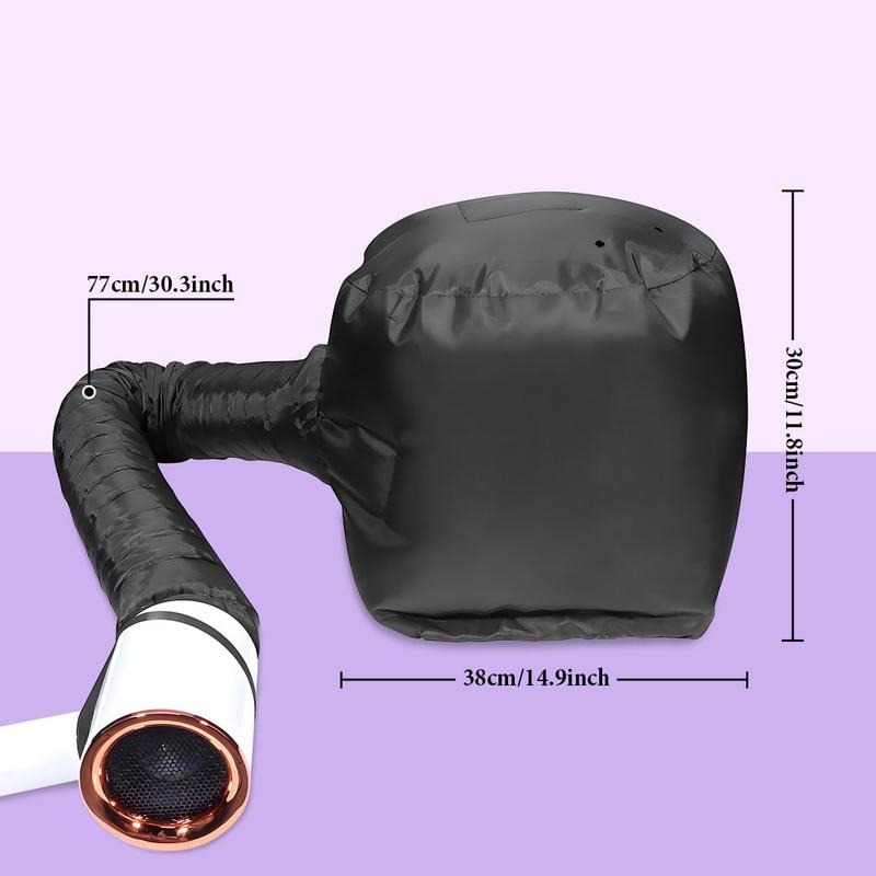 Hooded Hair Dryer Bonnet - Fast-Drying Bonnet Hair Dryer for Natural Hair, Deep Conditioning, Styling, & Curl Enhancing - Adjustable Fit, Heat Distribution, Portable & Lightweight for Travel(Black)