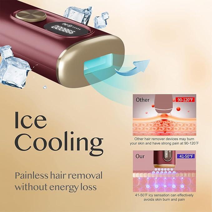 Hair Removal Device, Permanent Ice Cooling Hair Removal Machine for Women and Men, Electric at Home IPL Hair Remover for Facial