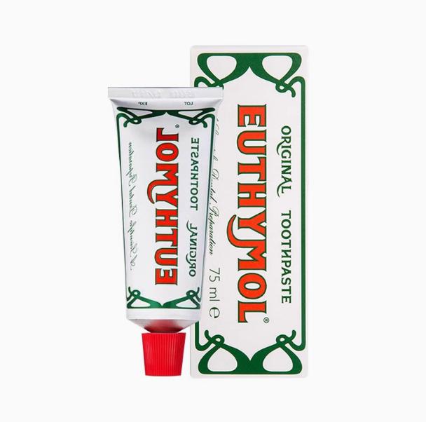 [Euthymol] Natural Flouride-Free Formula Strong Mint Flavor for Fresh Breath, 75ml Classic Pink Toothpaste for Fresh Breath, Plaque & Tartar Remover | Travel Size Aluminum Recyclable Tube