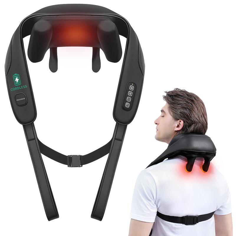 Medcursor Neck Massager, Cordless 4D 6 Massage Nodes Deep Tissue Kneading Massage for Muscle Relax, Massager for Neck Back Shoulder, Adjustable