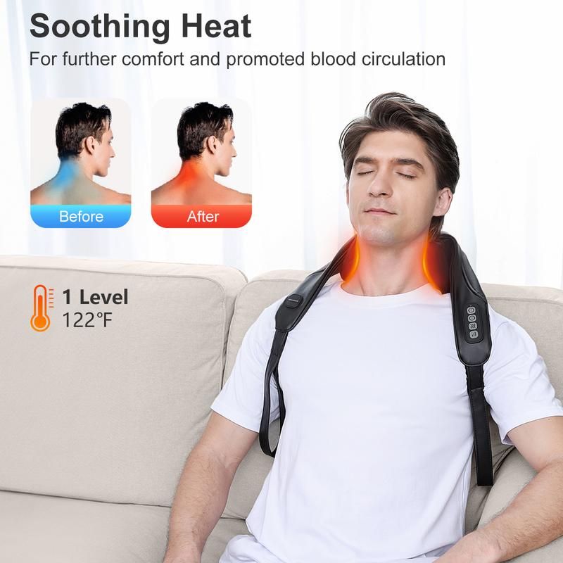 Medcursor Neck Massager, Cordless 4D 6 Massage Nodes Deep Tissue Kneading Massage for Muscle Relax, Massager for Neck Back Shoulder, Adjustable