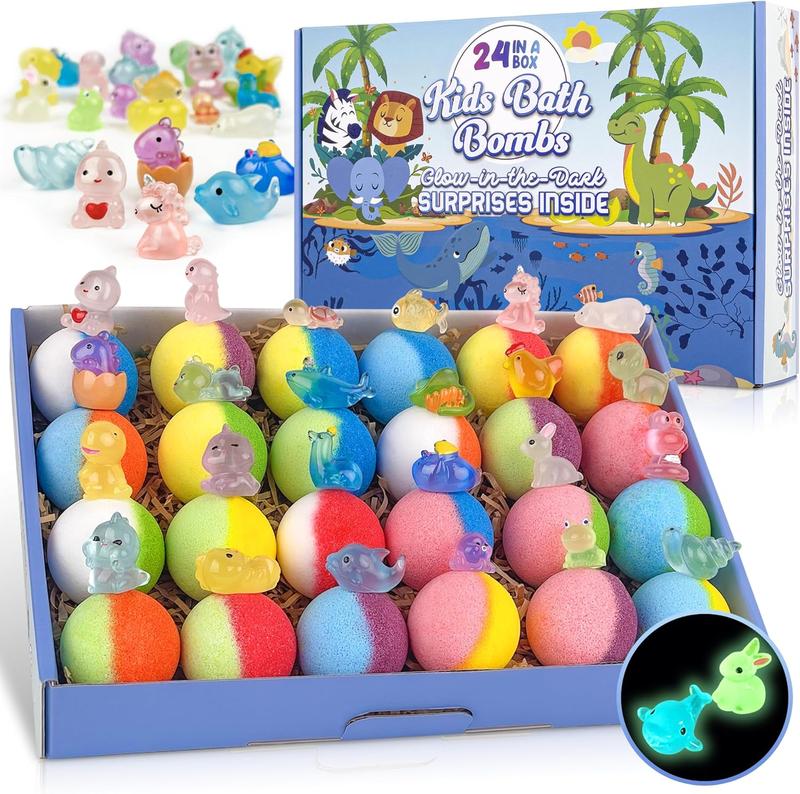 Bath Bombs for , 24 count Bath Bombs with Glow in The Dark Surprise Inside,  and  Colorful Bubble Bath Fizz for ,  Birthday, , Or Christmas Gift for Boys and Girls!