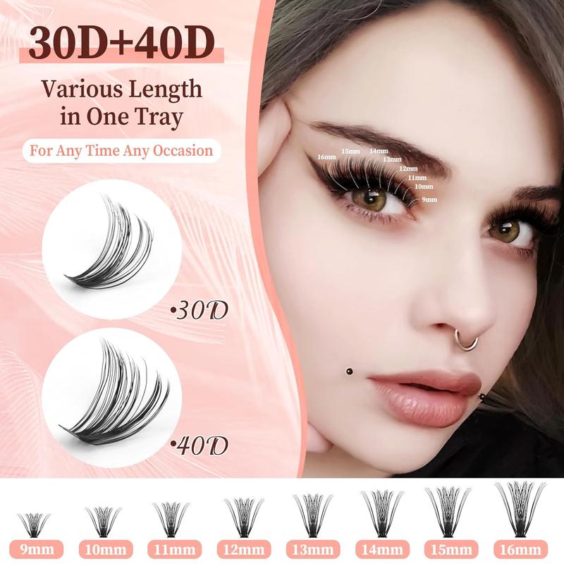 Lash Clusters 30D 40D - 320Pcs Lashes Clusters - DIY 9-16mm Eyelash Clusters Easy to Apply, Reusable Strip Lashes for Beginners Makeup Cosmetic Eyelash Extensions Eyelash Extension Eyelashes Extensions Lash Extension Lash Extensions