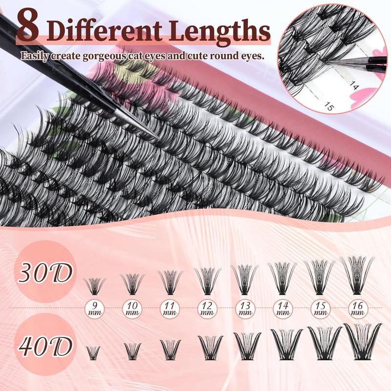 Lash Clusters 30D 40D - 320Pcs Lashes Clusters - DIY 9-16mm Eyelash Clusters Easy to Apply, Reusable Strip Lashes for Beginners Makeup Cosmetic Eyelash Extensions Eyelash Extension Eyelashes Extensions Lash Extension Lash Extensions