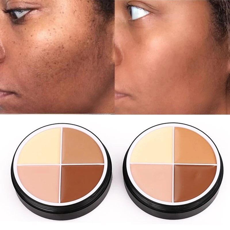 4 Colors Makeup Concealer Palette Waterproof Moisturizing Face Contour Bronzer Make Up Face Foundation Cream Concealer Flawless Case Compact Smooth Moisturizer Lightweight Sensitive Blend Cosmetic Moisture Hydrate