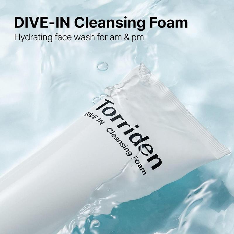 [Torriden] DIVE-IN Low Molecular Hyaluronic Acid Cleansing Foam 150ml, Hydrating Daily Facial Cleanser for All and Sensitive Skin, with Hyaluronic Acid, Panthenol, Allantoin, Bubble Cleansing Foam, Vegan and Cruelty Free, Korean Skin Care,