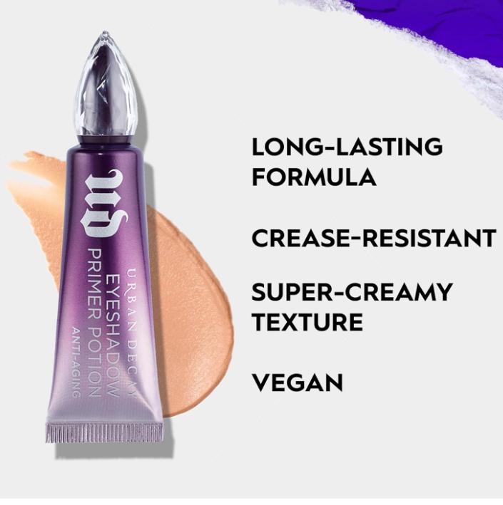 Urban Decay Anti-Aging Eyeshadow Primer Potion, Nude Eye Primer, Improves Look of Fine Lines & Texture, Smooths & Preps Eyelid Base for Vibrant Color, Crease-free Eye Makeup Looks, Vegan