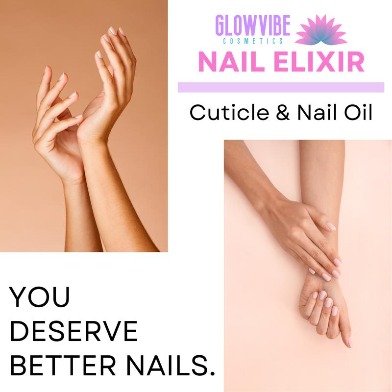 Glowvibe Cosmetics Nail Elixir Cuticle Oil - Moisturizing, Growth, Strengthening - Pure 5 Ingredient Formula