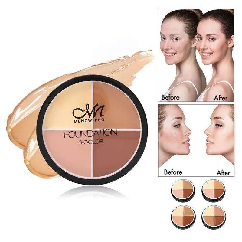 4 Colors Makeup Concealer Palette Waterproof Moisturizing Face Contour Bronzer Make Up Face Foundation Cream Concealer Flawless Case Compact Smooth Moisturizer Lightweight Sensitive Blend Cosmetic Moisture Hydrate