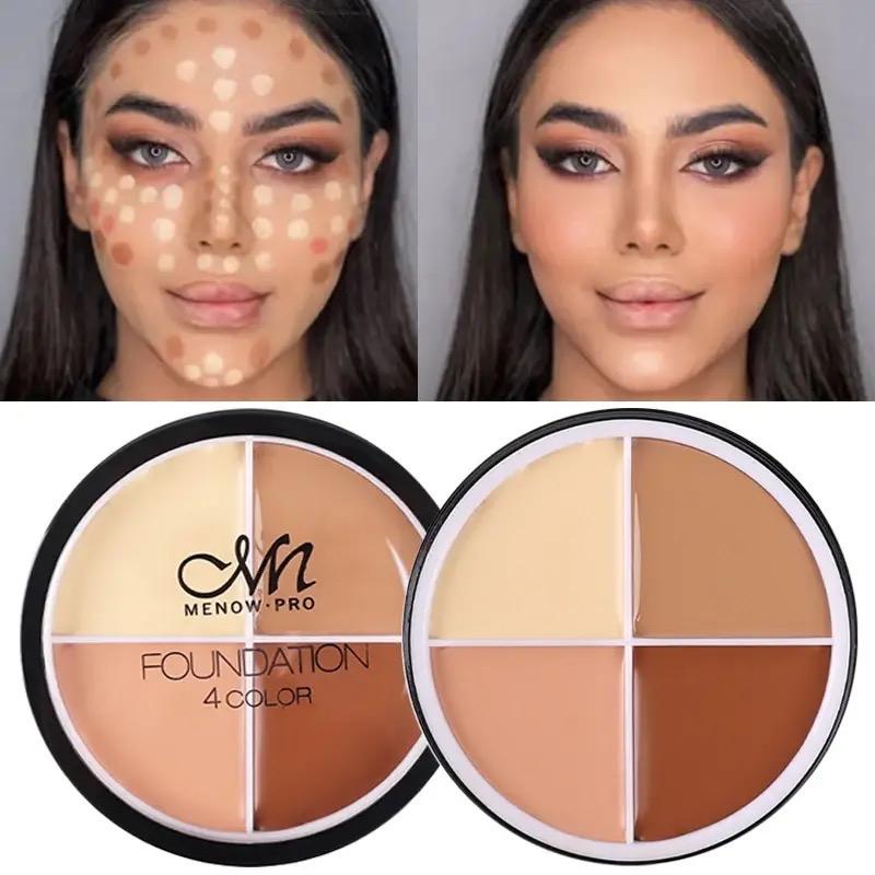 4 Colors Makeup Concealer Palette Waterproof Moisturizing Face Contour Bronzer Make Up Face Foundation Cream Concealer Flawless Case Compact Smooth Moisturizer Lightweight Sensitive Blend Cosmetic Moisture Hydrate