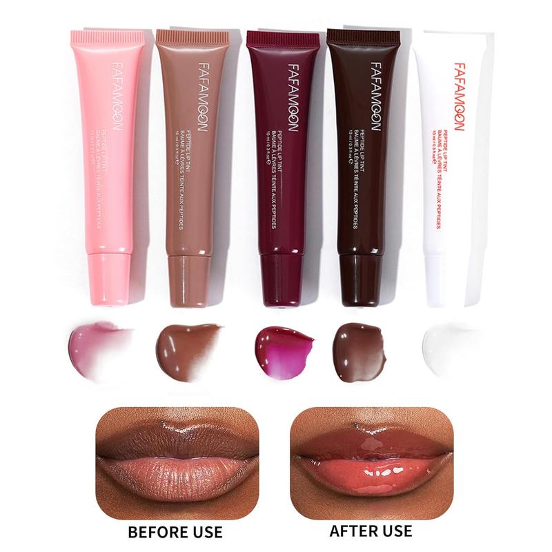 Hydrating Lip Gloss | Glitter Glossy Plumping Lipgloss | High Shine Glass Finish Nude Colors Shiny Jelly Liquid Lipstick for Women and  (5 Colors Set)