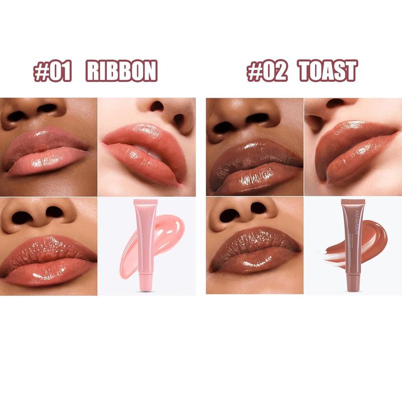 Hydrating Lip Gloss | Glitter Glossy Plumping Lipgloss | High Shine Glass Finish Nude Colors Shiny Jelly Liquid Lipstick for Women and  (5 Colors Set)