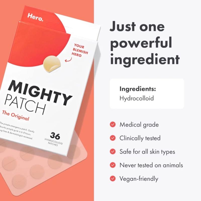 Hero Mighty Patch Original - Hydrocolloid Acne Pimple Patch 72ct for Skin Repair - Skincare