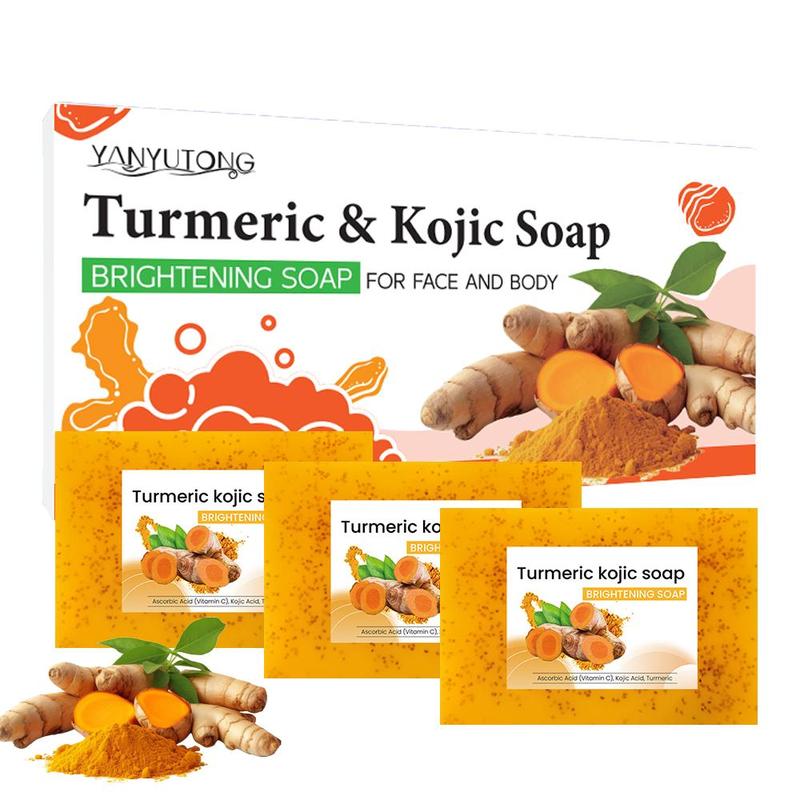 Turmeric Kojic Brightening Soap, 3 Counts set Deep Cleansing Body Soap, Moisturizing Body Wash Soap for Face & Body, Skin Care Product