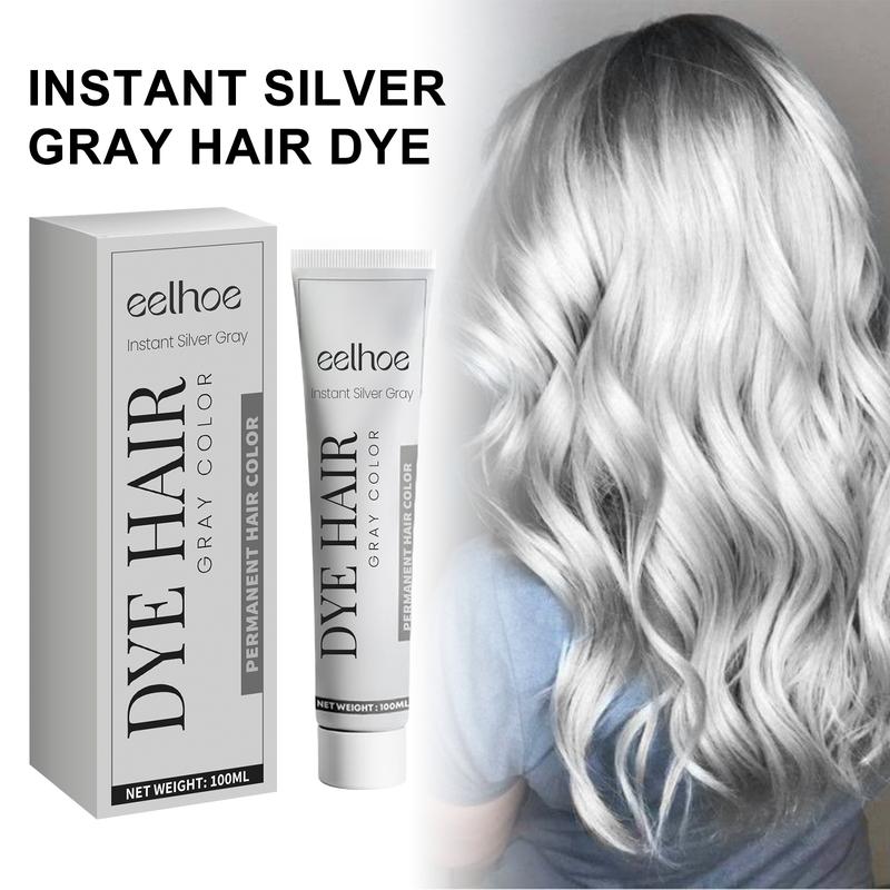 Silver Gray Hair Dye, 100% Gray Coverage,Adds Gloss，Unisex Fashion Dye, Suitable For Parties, Role Playing, Masquerade Haircare