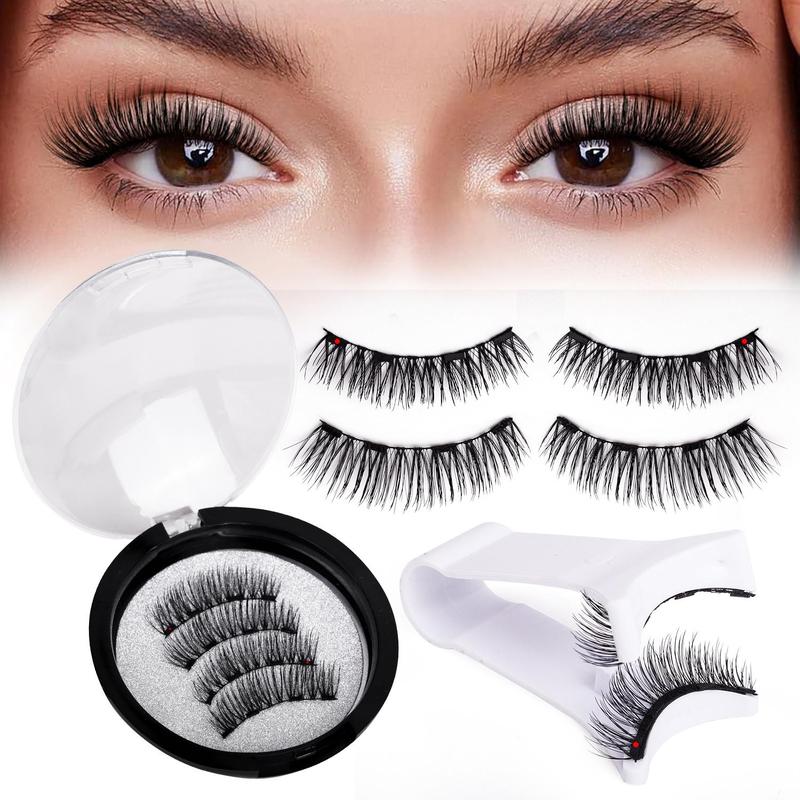 Magnetic Eyelashes with Applicator, 1 Box Reusable No Glue Needed False Eyelashes, Professional Eye Makeup Tool for Women & Girls, Christmas Gift