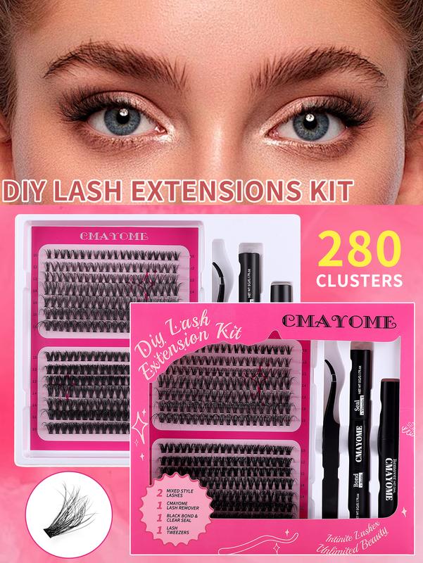 CMAYOME DIY Eyelash Extension Kit 10-16mm 30-40D Waterproof Long-lasting With Eyelash Glue& Eyelash Remover& Brush& Tweezers For Girl Makeup