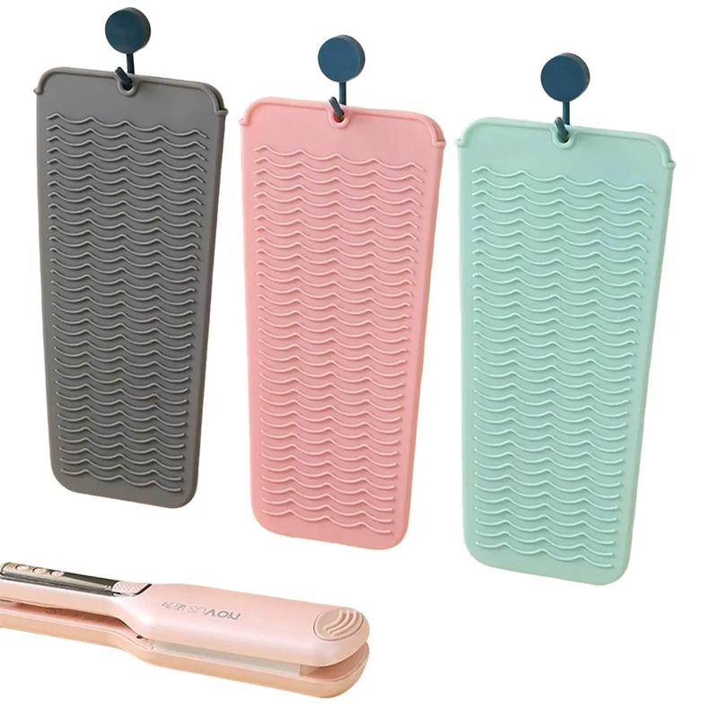 Heat Resistant Silicone Mat with Hanging Hole Style, Straightener Heat Resistant Travel Mat & Pouch for Curling Iron, Hair Straightener, Flat Iron and Other Hot Hair Styling Tools