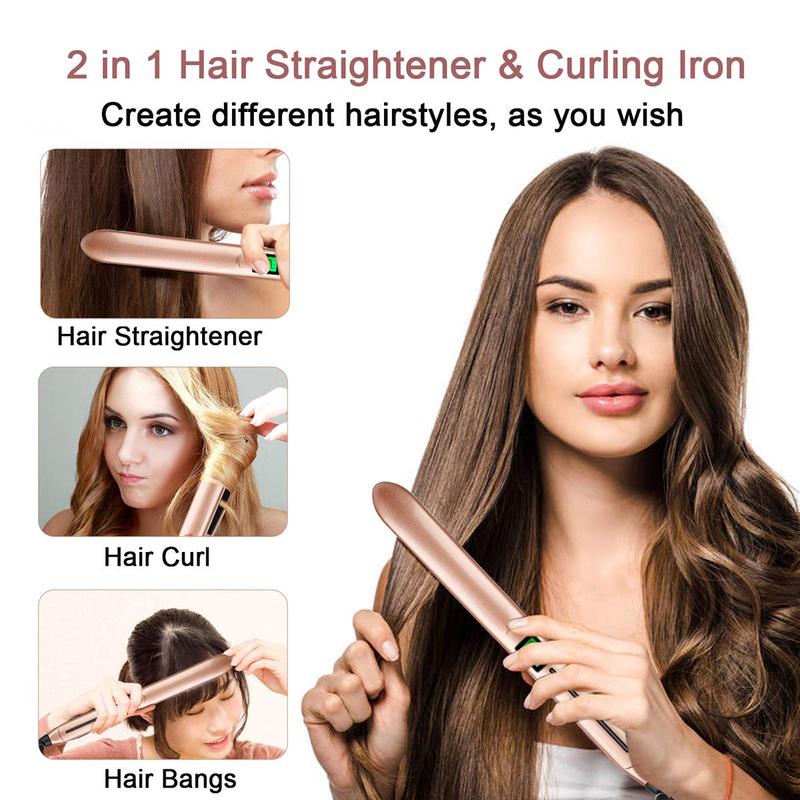 2 in 1 Professional Silk Press Hair Straightener, Negative Ion Hair Straightening Machine, Professional Hair Straightening Tool for Home & Travel Use, Hair Styling Tools