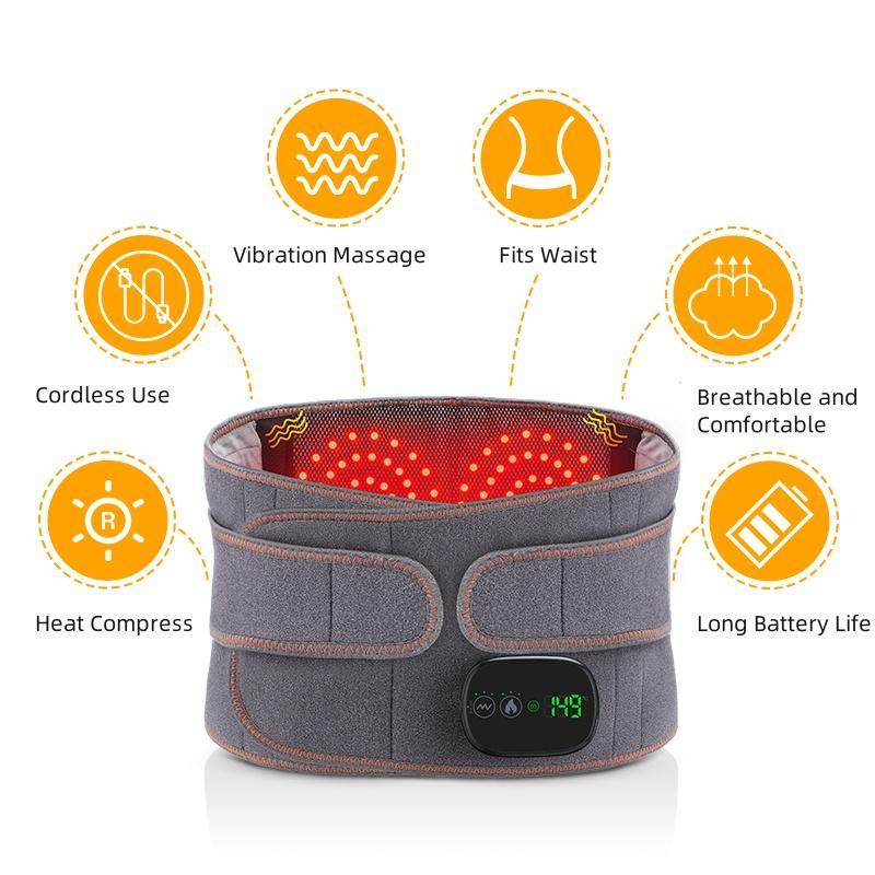 Cordless Heated Massage Belt, Back Massage Belt, 3 Heating Modes Heated Back Belt, Suitable for Middle-aged and Elderly People, 5000mAh Long Battery Life, Great Gift, Halloween, Christmas, Fall, Winter Gift