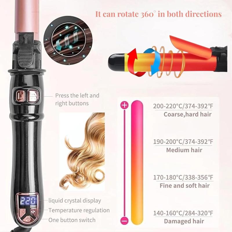 2024 Newest Automatic Curling Wand 28mm 1.1 inch Rotating Curling Iron , Automatic Hair Curler with LED Display, Professional &Fast Heating