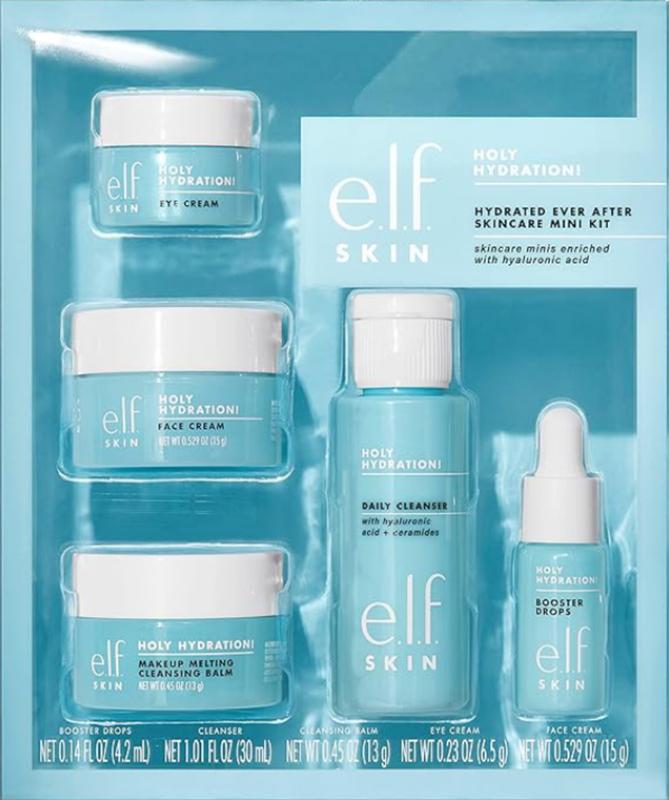 E.l.f. SKIN Hydrated Ever After Skincare Mini Kit - Cleanser, Makeup Remover, Moisturiser & Eye Cream for Skin Repair and Moisture Comfort